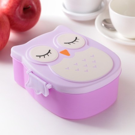 Lancer-bex Plastic with a spoon "Owl", 2 departments: 300 ml, 450 ml, color mix-5
