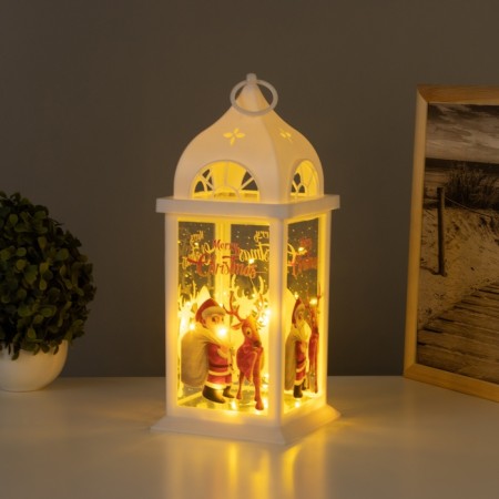 Santa Klaus lamp with a deer 3haa white 14.2x14.2x34cm Model: 18-2