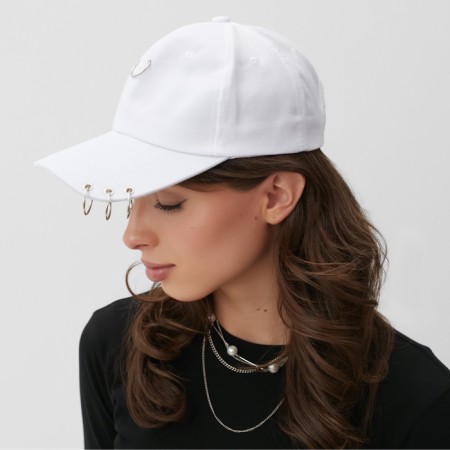 Women's cap minku with rings white color, rr 56-58-1