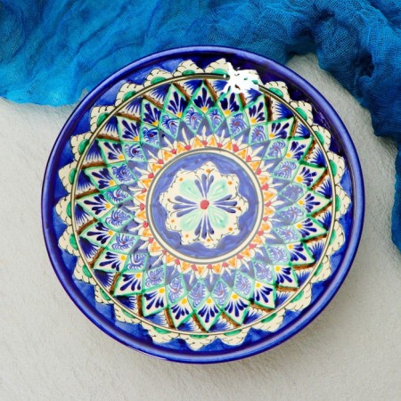 The plate of the Rishtan ceramics "Patterns", blue, deep, mix, 20 cm-3