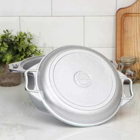 Cauldron, 3 l, scrap cover, alloy handles, silver color-3