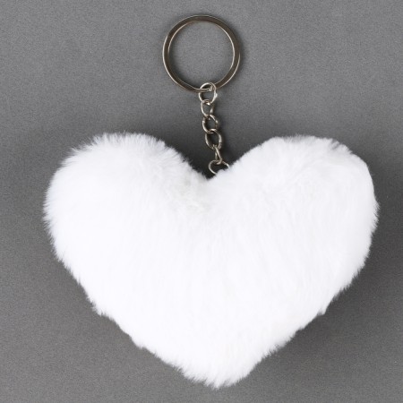 Soft toy "heart" with sequins, on a key fob, 10 cm, white-golden color-2