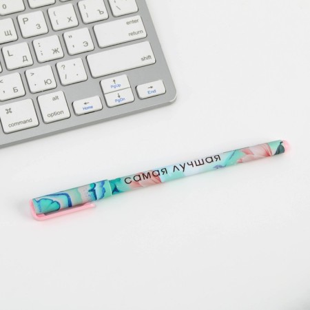 Handle Blue Blue Paste 0.7 mm "Happiness next to you" plastic, in a gift box-2