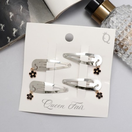 Invisibility for hair "Ophelia" (set 4 pcs) flower, 4.5 cm, silver