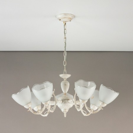 Suspended chandelier Citilux "Latur" CL413270, 46x33 cm, 7x75W, E27, white color-14