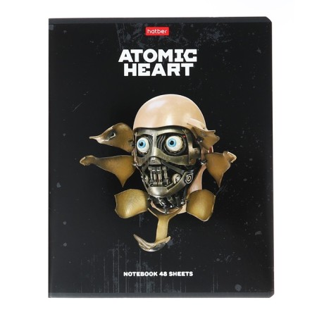Notebook of 48 sheets in the "Atomic Heart" cage, cover coated cardboard, rounded angles, block 65 g/m2, 5V, mix-3