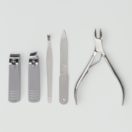 Manicure set, 5 items, in a metal case, silver color-3