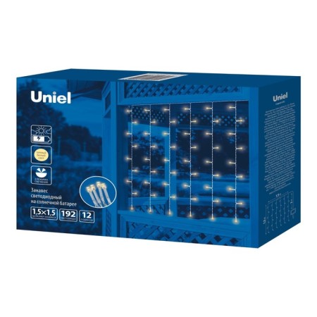 Garden Curtain on the Solar Battery Uniel, IP44, 1.5 m, warm white-7