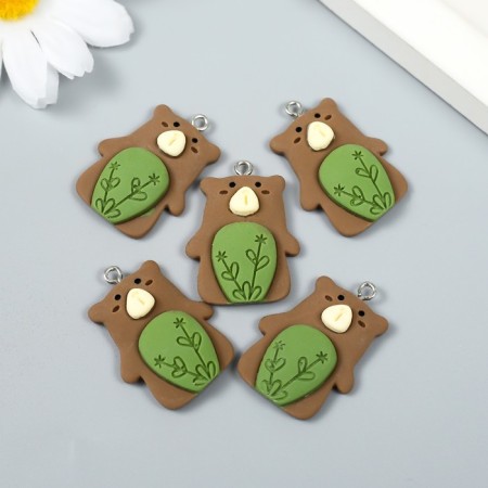 Decor for creativity Plastic "Brown Bear with a loop" 0.8x2.3x2.8 cm-2