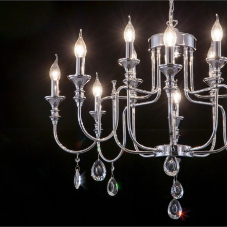 Suspended chandelier Citilux "Riga" CL437221, 81x81x82 cm, 12x60W, E14, gray color-6