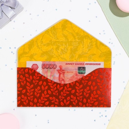 The envelope "Happy Anniversary!" Cutting, congregation, embossing, red leaves-1