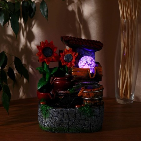 Sunflower Fountain at the Stone Fence 18x14x26 cm (with backlight)-2