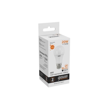 LED LED ELEMENTARY 20W A60 3000K TEPP. Bel. E27 1520lm Gauss 23219-2