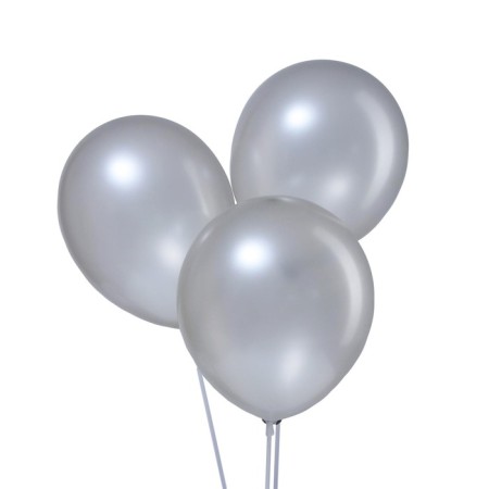 Latex ball 12 ", metal, set 12 pcs., Silver color