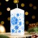 Candle - New Year's "Snowflakes" cylinder, 5x10 cm, white with blue