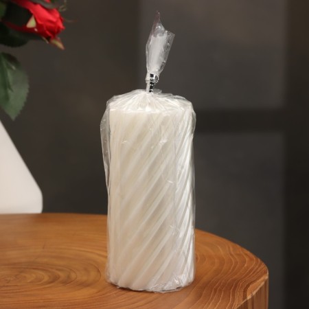 Candle-cylinder "Spiral", 5x10 cm, pearl, 6 hours-2