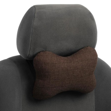 Car bone pillow, on the headrest, flax, brown, 16x24 cm-2
