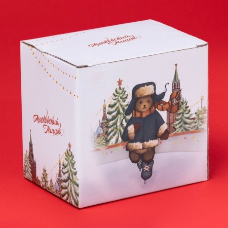 New Year's mug for tea "Moscow Bear", 330 ml, 12 × 8.5 × 11 cm, porcelain, white color-3