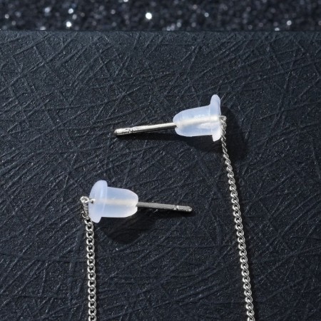 Earrings hanging "chains" snakes, silver color, 11 cm-3