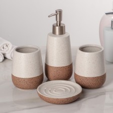 A set of accessories for the bathroom “minimal”, 4 items (dispenser, soap dish, 2 glasses), beige color