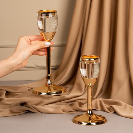 Summary metal, glass for 1 candle “Serene”, color gold 11 x 11 x 25.5 cm-9