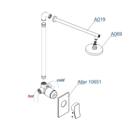 The shower system waserkraft a12669, built -in, tropical shower, chrome-2
