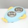 Metal dual bowl on a plastic base 34 x 28 x 5 cm, blue