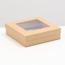 The box is folding, the lid is, with a window, craft, 23 x 23 x 6.5 cm