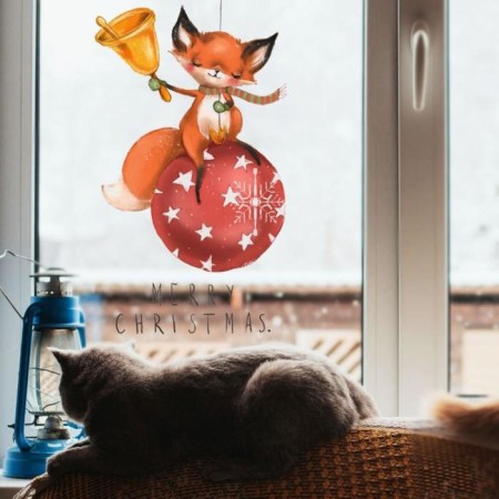 Sticker Plastic Interior Color "Fox on New Year's Ball" 30x45 cm