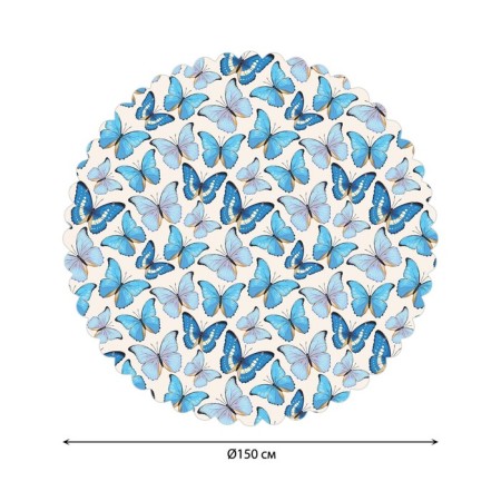 The tablecloth “Blue butterflies”, round, Saten, d = 150 cm-1
