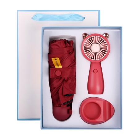 Gift set fan and umbrella, red