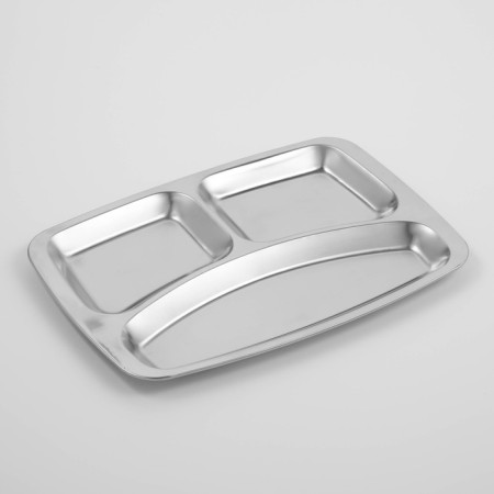 Stainless steel tray, 3 sections, 29 × 21 × 1.5 cm