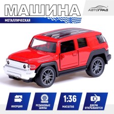 АВТОГРАД Машина металлическая "Джип", 1:36, инерция, открываются двери, цвет красный