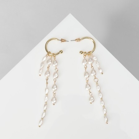 Earrings with pearls "Artemis" thread, white color in gold-1
