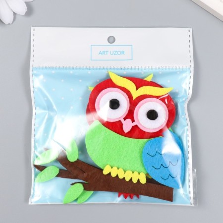 Decor for the creativity of the felt "Owl on the branch" set 2 pcs 11x9 cm-4