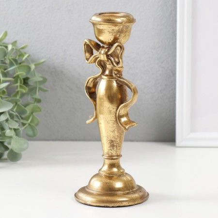 Polystone candlestick for 1 candle "Bant" gold 8.3x8.3x20.8 cm-3