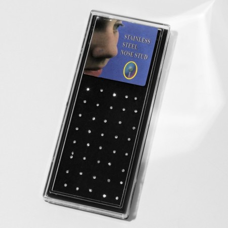 Piercing in the nose straight, set 40 pcs., L = 10 mm, white color in silver