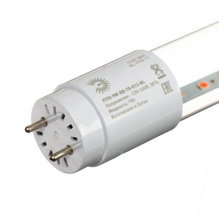 LED phytolamp, 9 watts, T8, 600 mm, base G13, IP20, blue-red spectrum, purple, "era"-1