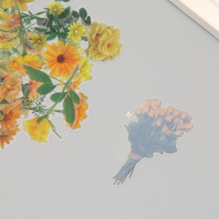 Plastic stickers "Summer flowers. Yellow" set 40 pcs 15x8 cm-3