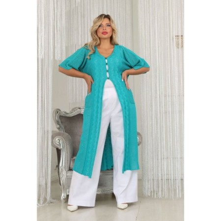 Cardigan female, size 52, green color-1