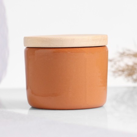 A capacity for spices with a Vyatskaya wooden cover 0.1l, 6.5x6cm, beige-3