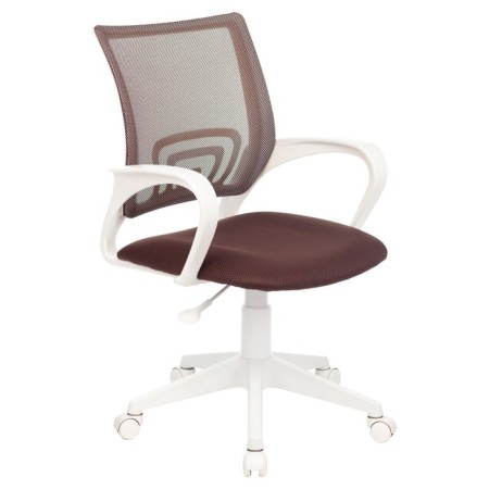 Armchair for operator Brabix Fly MG-396W, white plastic, mesh, brown TW-09A/TW-14C
