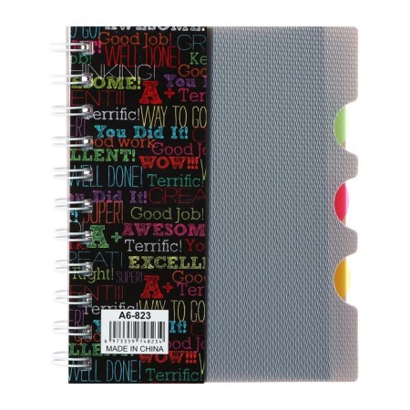 Notepad on the crest A6, 100 sheets, line, plastic cover, with graffiti dividers, mix-4