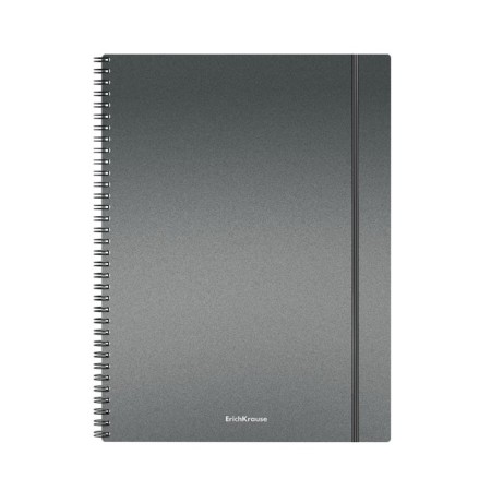 A4 notebook, 80 sheets in a cage on the crest Erichkrause Ice Metallic, plastic cover, elastic band, offset block, whiteness 100%, mix-5
