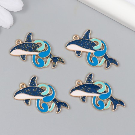 Decor for creativity Metal, enamel "Dolphin in the waves" 2.2x3.5 cm-2