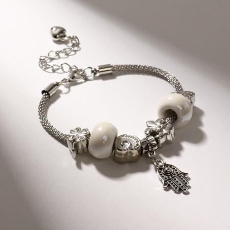 Hams's hand “Margeri” Bracelet, white color in silver, l = 19 cm-1