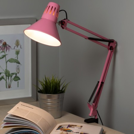 E27 desktop lamp, pink on the clamp-6