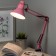 E27 desktop lamp, pink on the clamp