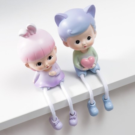 Polystone souvenir "Baby-cow/baby a tuker with long legs" set 2 pcs 19x6x7.5 cm-2