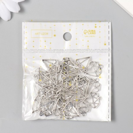 Decor for creativity Metal "Diamond" silver 1.9x1.6 cm-3